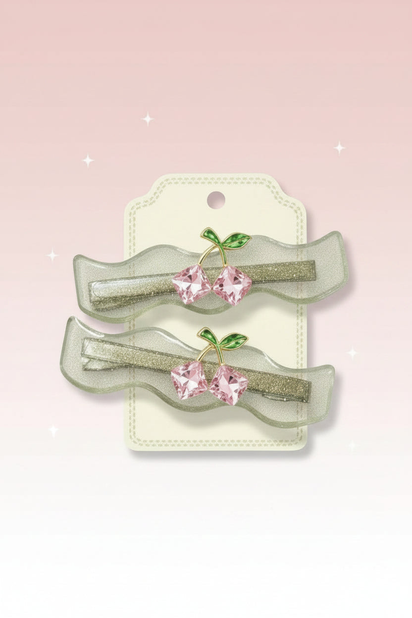 Sparkling Cherry Wave Hair Clips