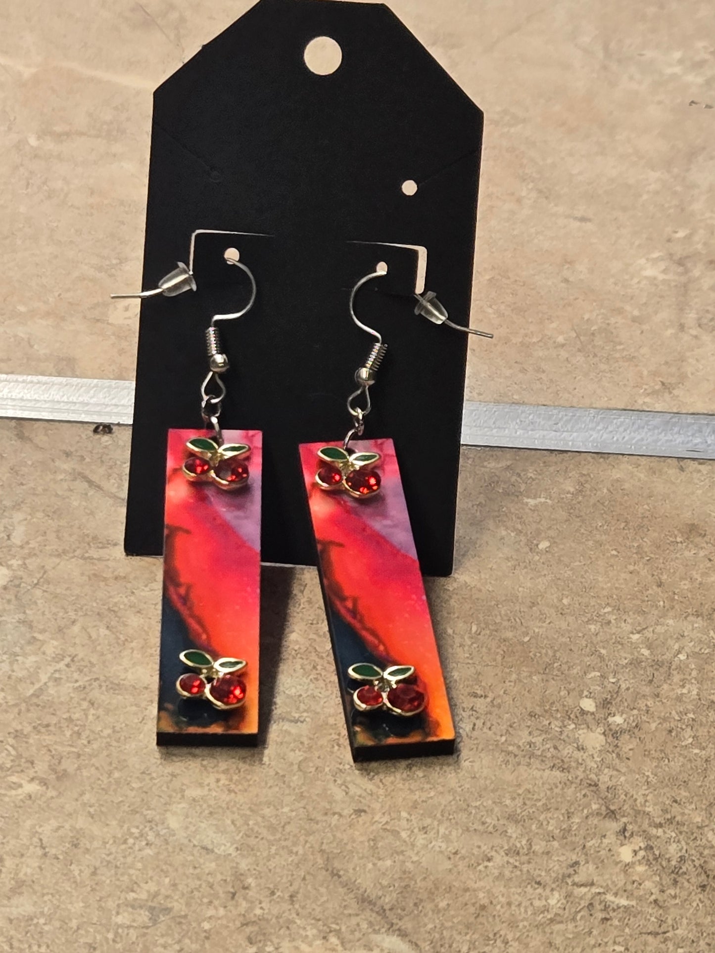 Catchy & Playful: Sassy Cherry Glam Bar Earrings