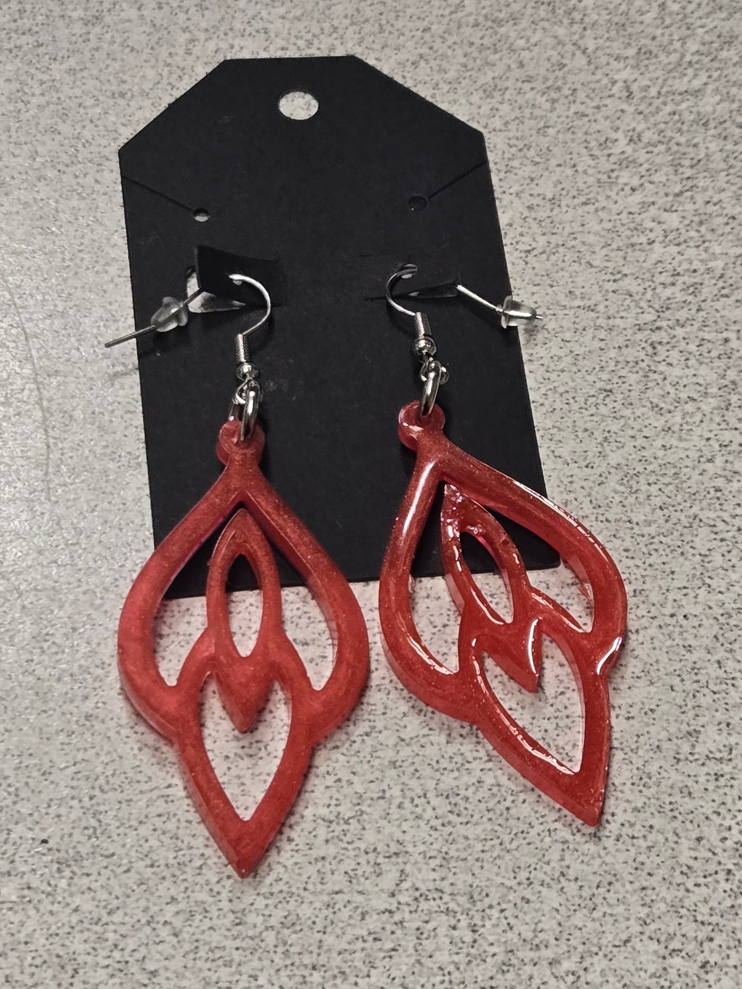 Crimson Filigree Flame Earrings