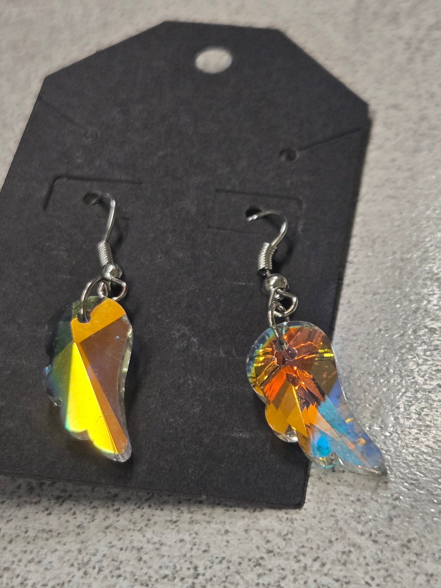 Iridescent Angel Wing Dangle Earrings