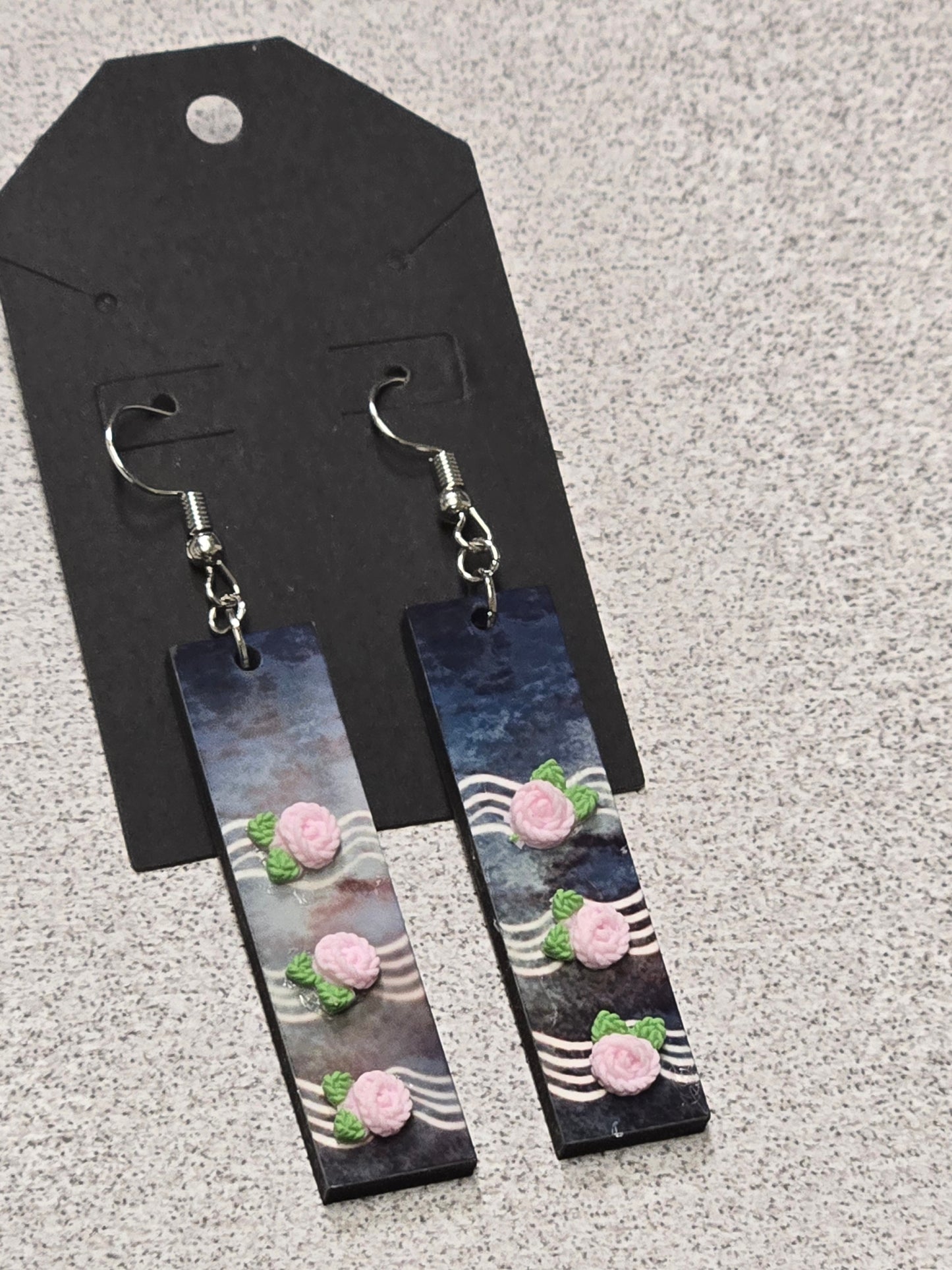 Midnight Garden 3D Rosette Earrings