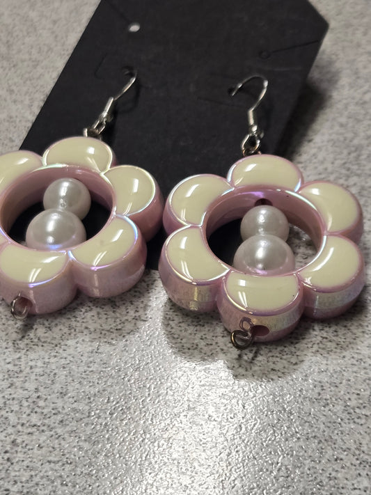 Pastel Pearl Flower Drop Earrings