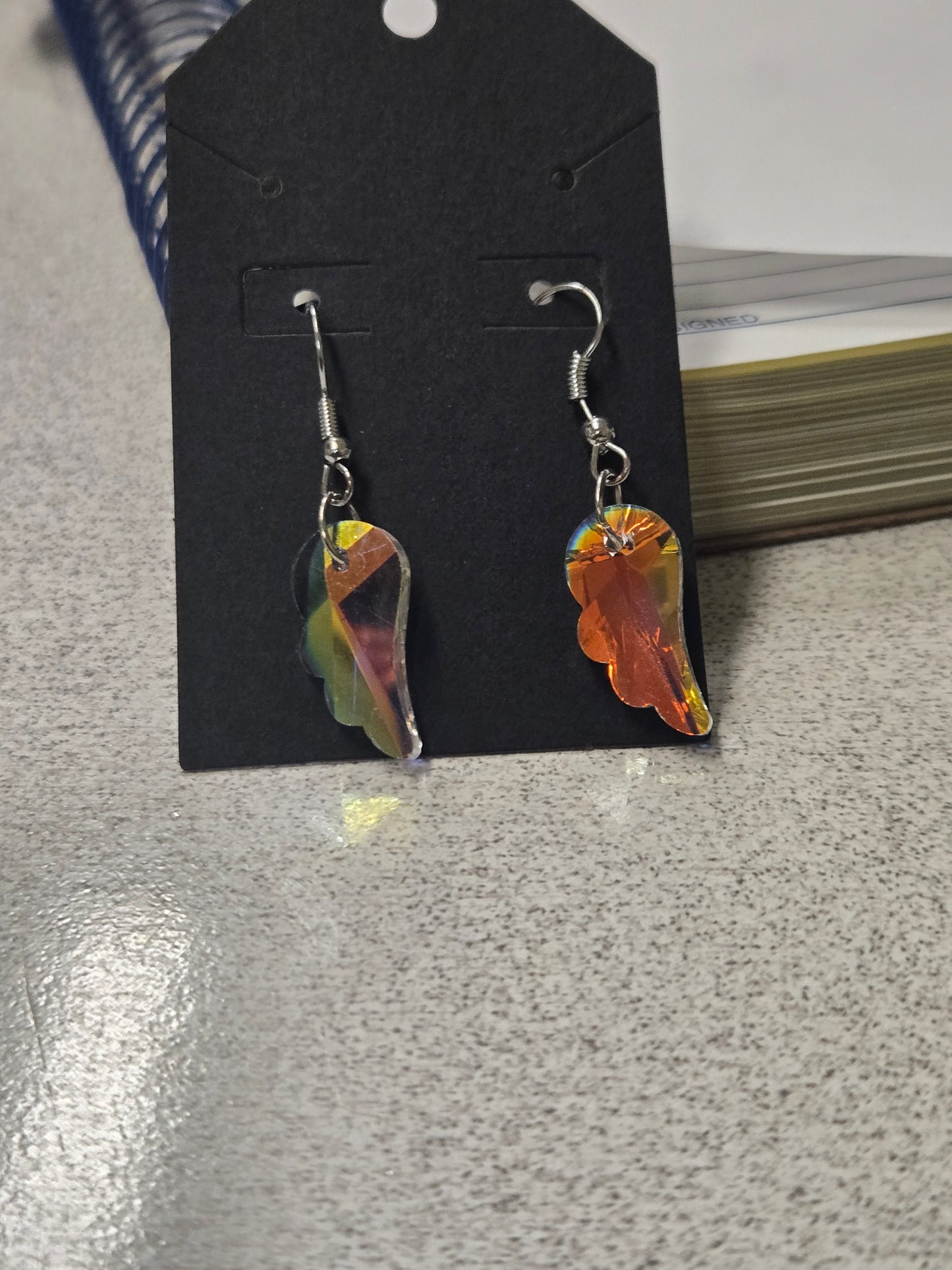 Iridescent Angel Wing Dangle Earrings