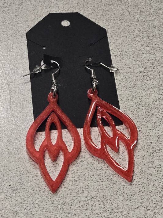 Crimson Filigree Flame Earrings