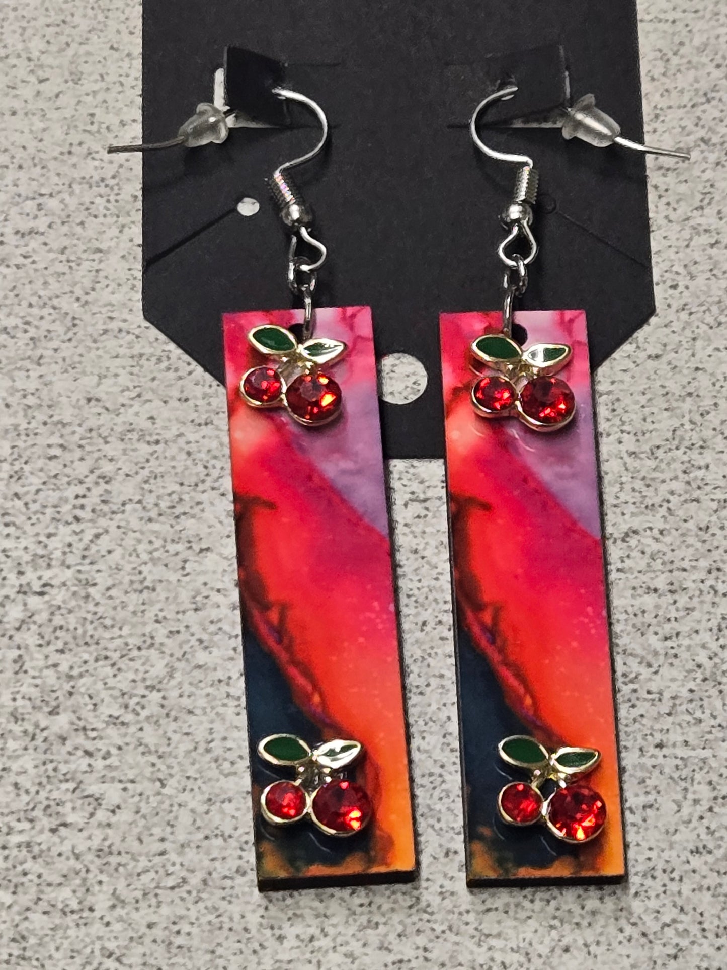 Catchy & Playful: Sassy Cherry Glam Bar Earrings
